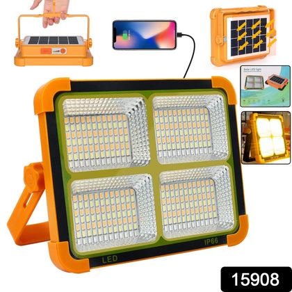 Solar LED Floodlight with 4 bright panels & USB power bank