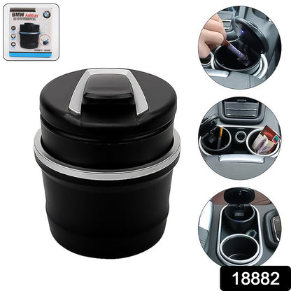 Portable Car Ashtray with Lid – Blue LED Light, Includes Color Box
