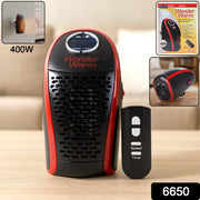 Wonder Warm 400W plug-in heater shown with remote & digital display