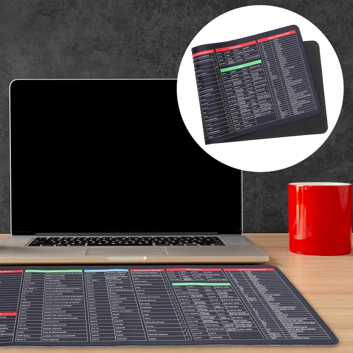 Large Shortcut Keyboard & Mouse Pad (80x30cm)