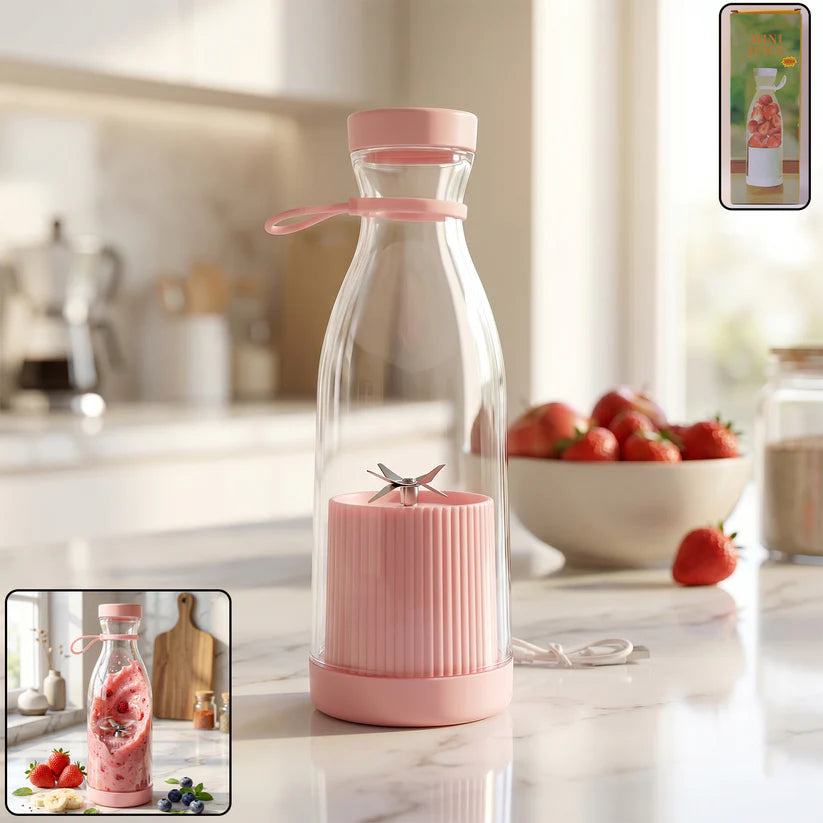 5334 Blender Portable Juicer For Smoothie  Juice  Vegetable Shakes With 4 Blades Wireless Charging Mini Personal Size Mixer Bottle Grinder 380 Ml Multicolor