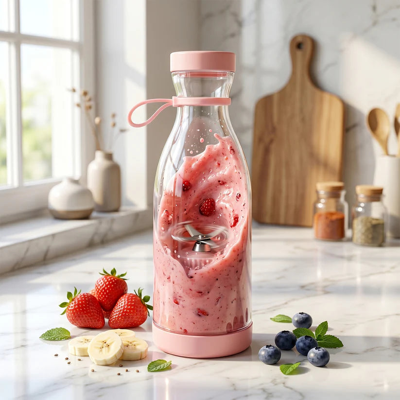 5334 Blender Portable Juicer For Smoothie  Juice  Vegetable Shakes With 4 Blades Wireless Charging Mini Personal Size Mixer Bottle Grinder 380 Ml Multicolor