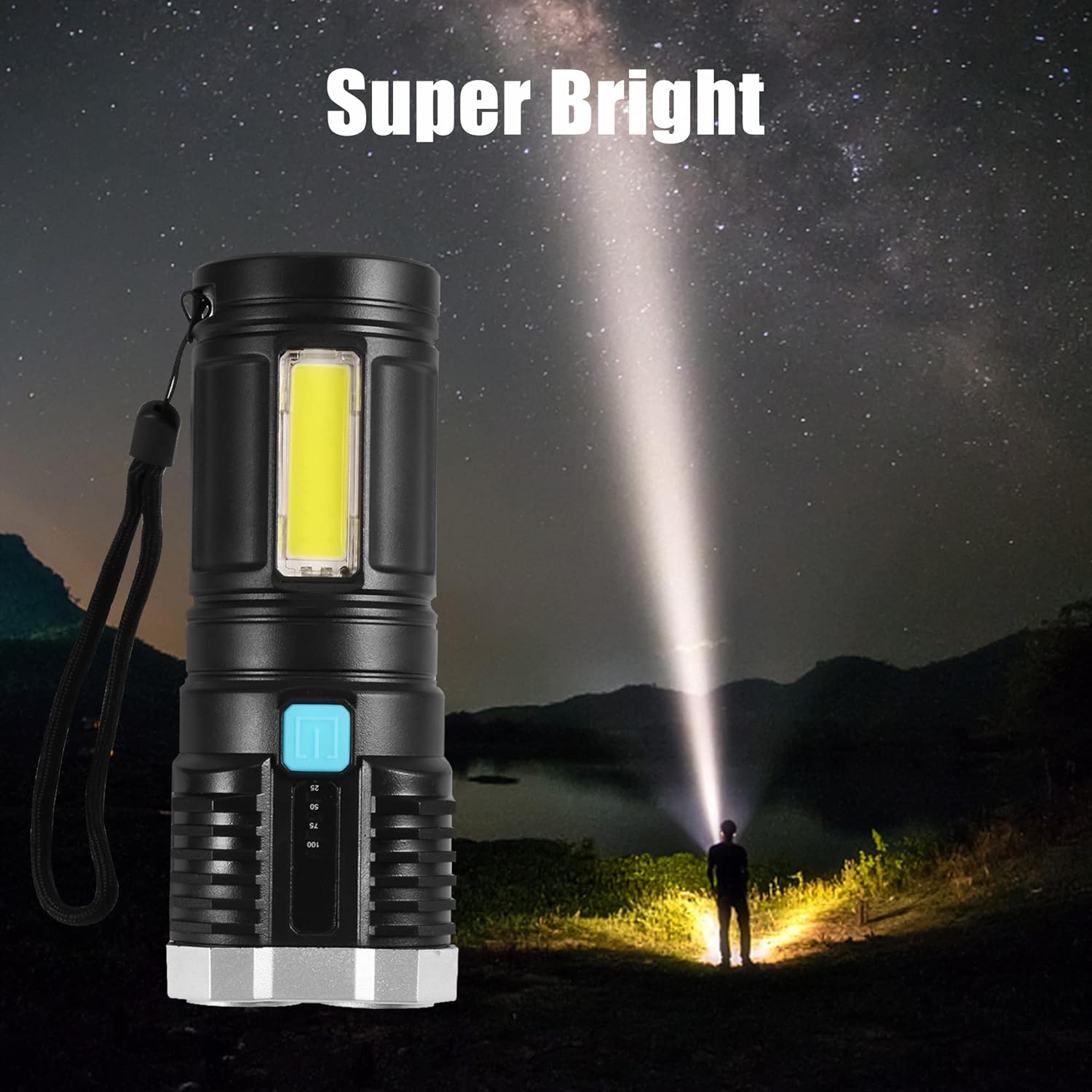 Multifunctional Strong 4 Led Torch Light Portable Rechargeable Flashlight Emergency Light – Portable Camping, Hiking & Outdoor Torch