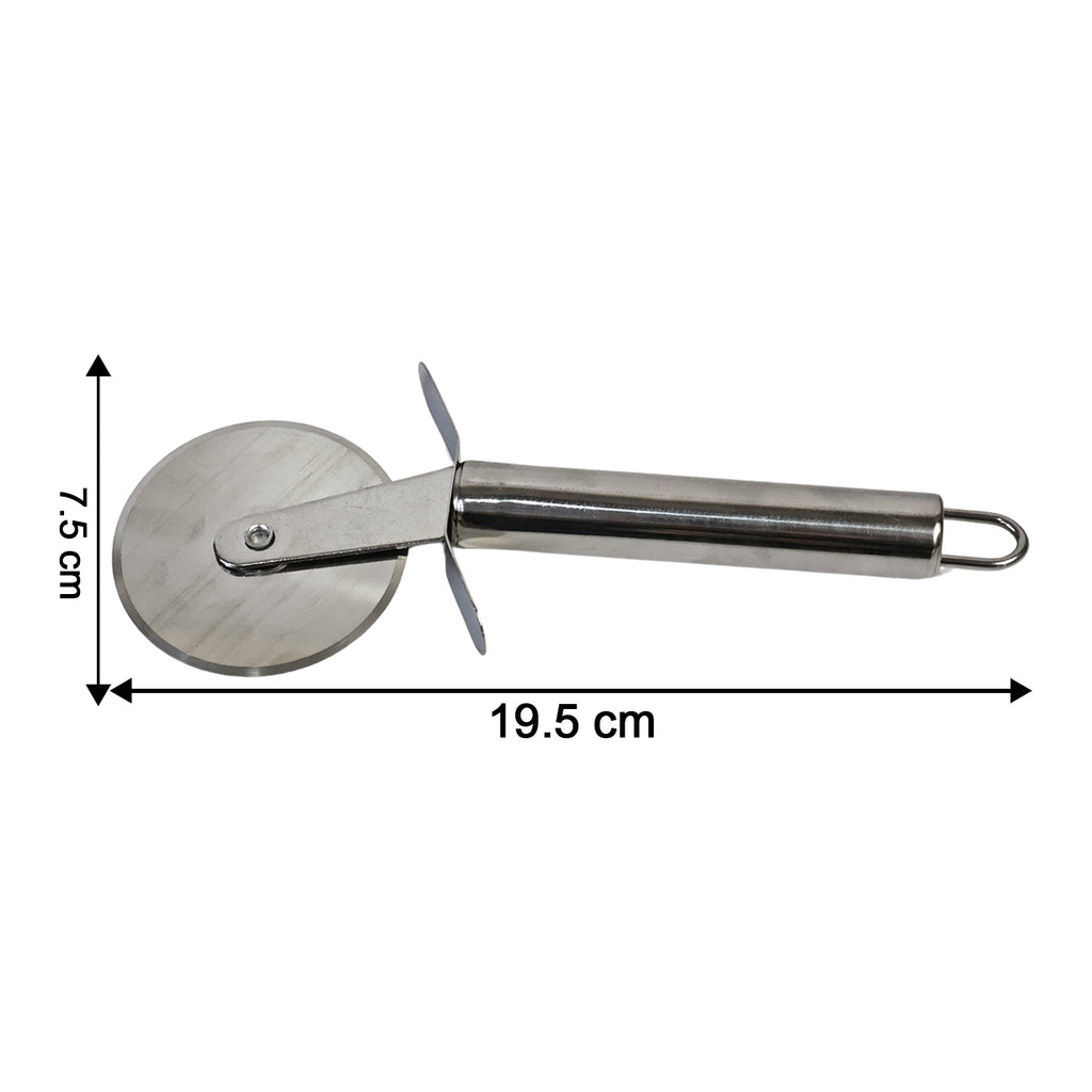 Pizza cutter with safety finger guard feature