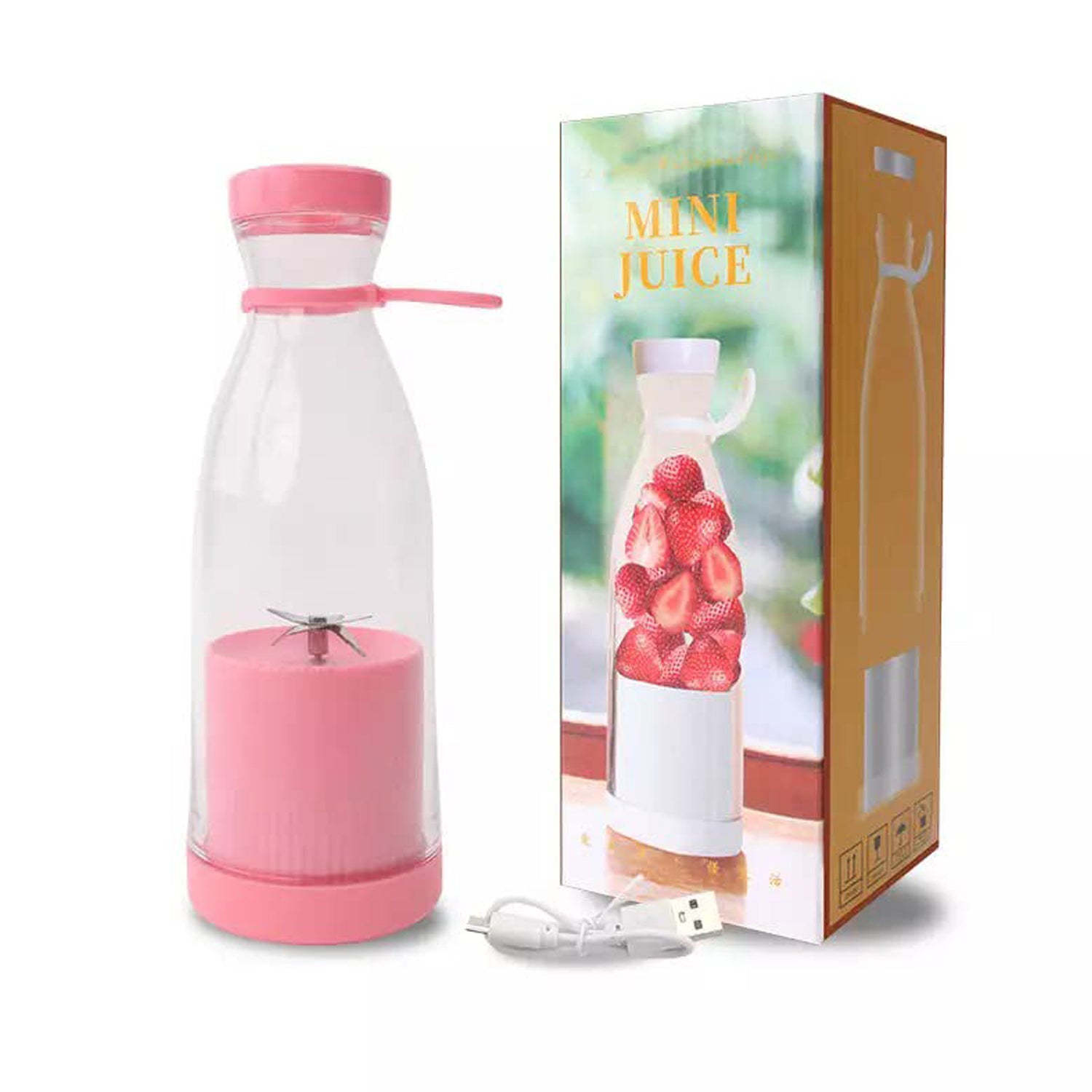 Portable Blender Juicer – 6 Blade USB Rechargeable Smoothie & Shake Maker | 420ml Mini Mixer Bottle (Multicolor)