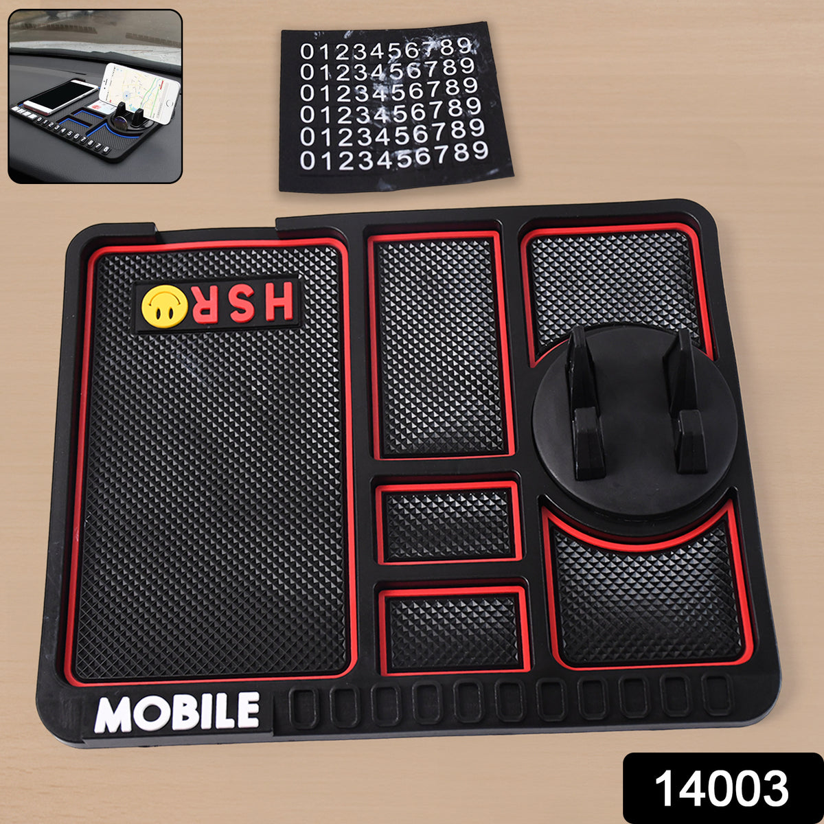 Non-slip car dashboard mat with integrated phone holder