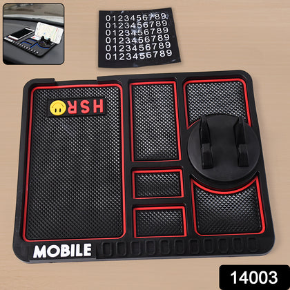 Non-slip car dashboard mat with integrated phone holder
