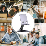 Mobile stand showcasing multiple height adjustments