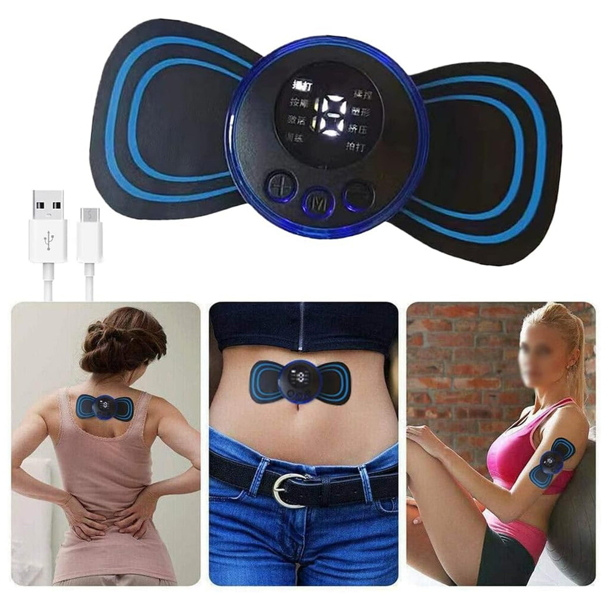 Neck massager applied to various body parts for muscle relief