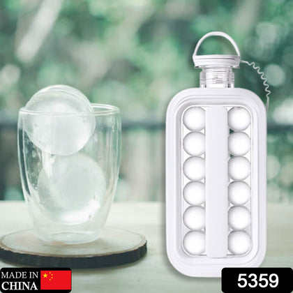 2-in-1 foldable ice ball maker bottle with lid, showing 14 ice balls inside.