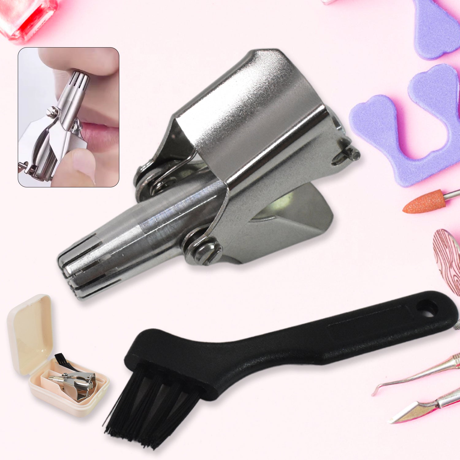 Close-up of nose hair clipper blades