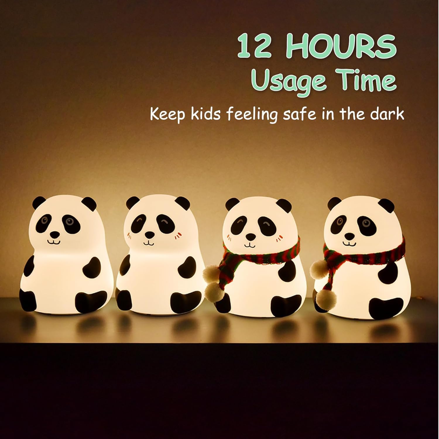 Panda 7-Color LED Silicone Touch Lamp – Cute Night Light for Bedroom & Kids Room