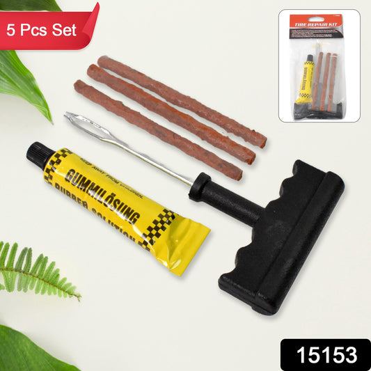 Tyre Puncture Repair Kit - 5 Piece Set with 3 Seal Strips for Quick Fixes