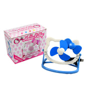 Hello Kitty USB Fan on a desk, illustrating compact size