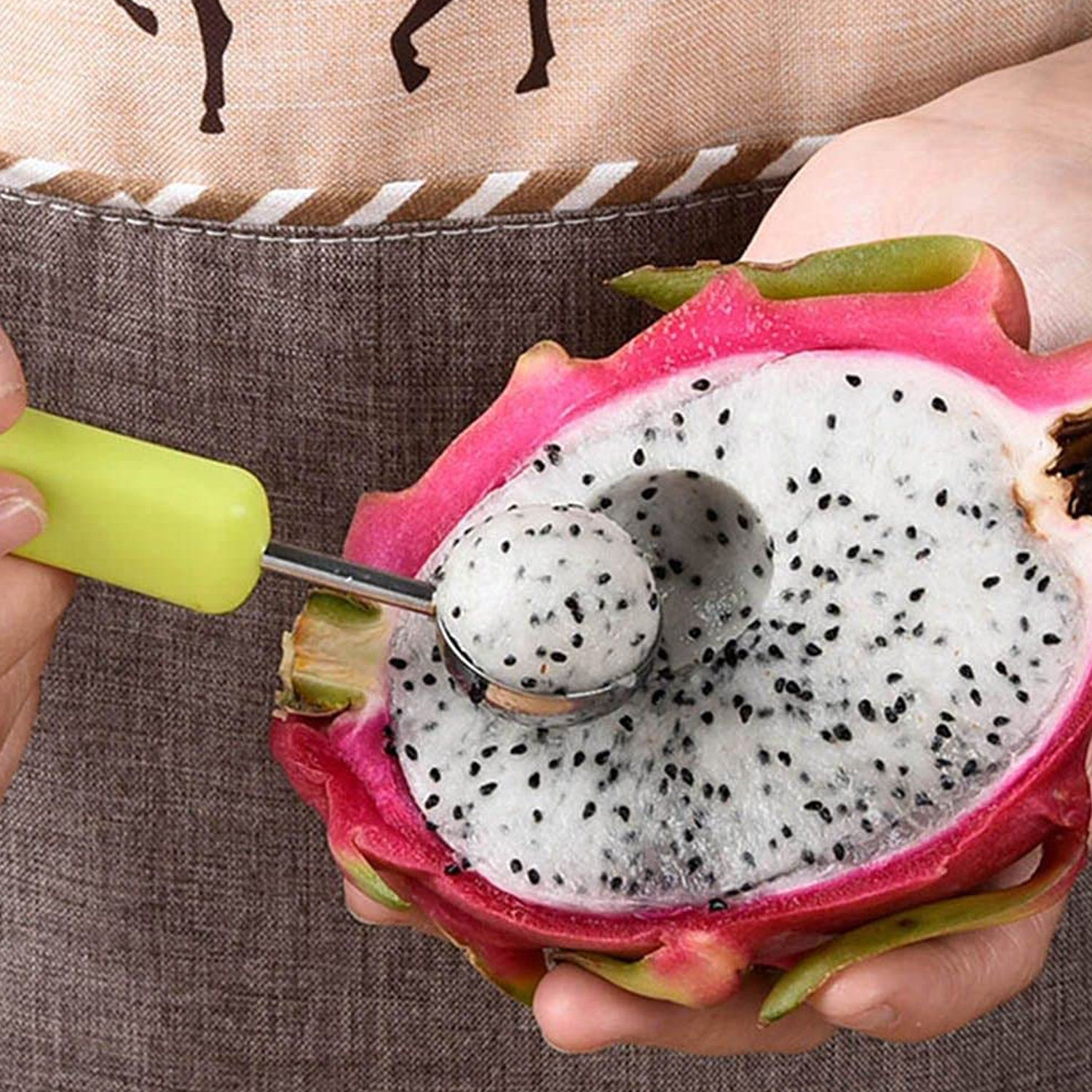 4-in-1 Stainless Steel Melon Baller & Fruit Scooper – Dual-Sided Seed Remover for Watermelon, Sorbet, and Desserts