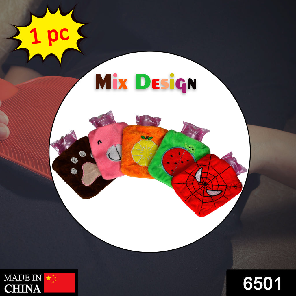 Mini hot water bag with a vibrant mix design for pain relief