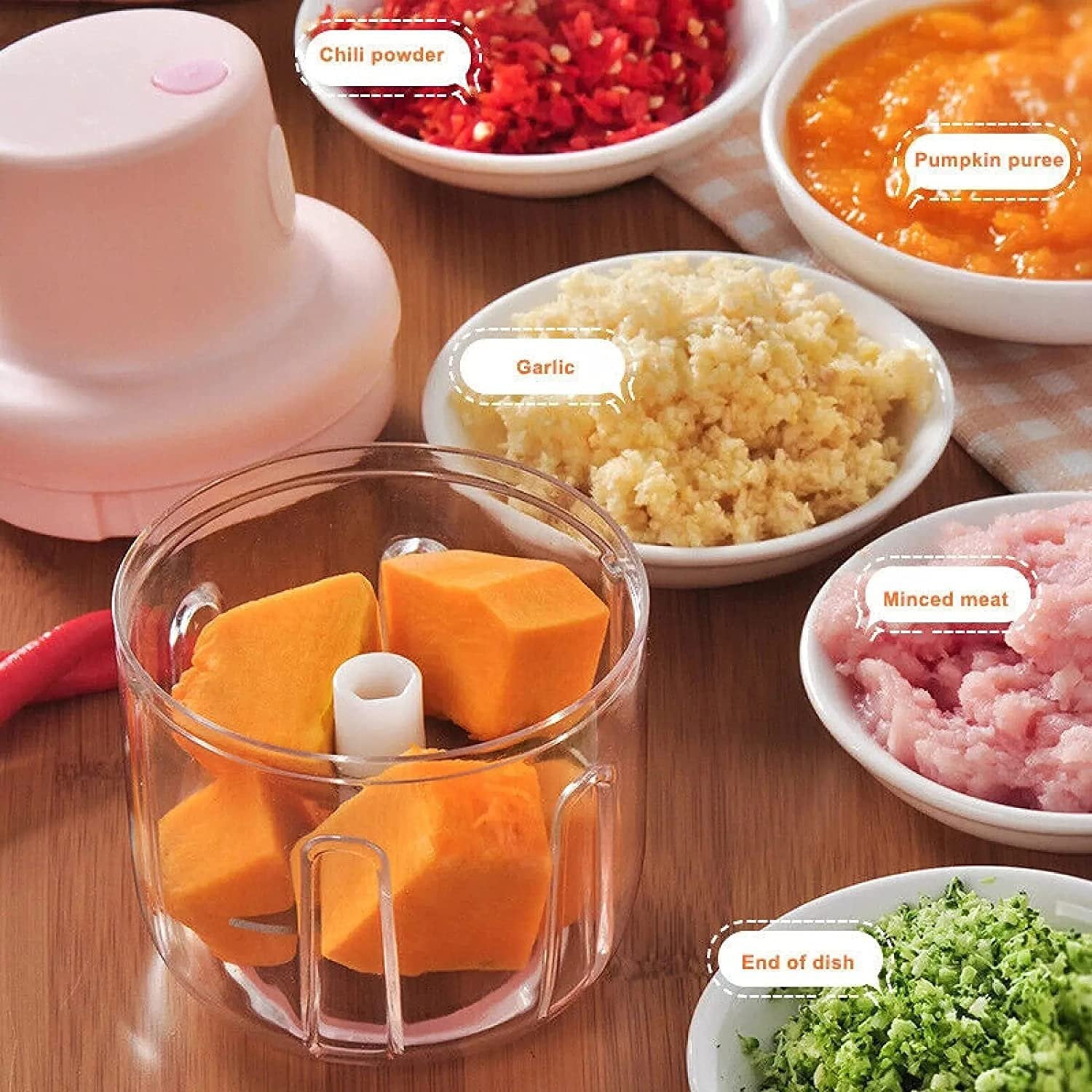 Electric Mini Garlic Chopper – 250ml Compact Food Processor for Kitchen Use