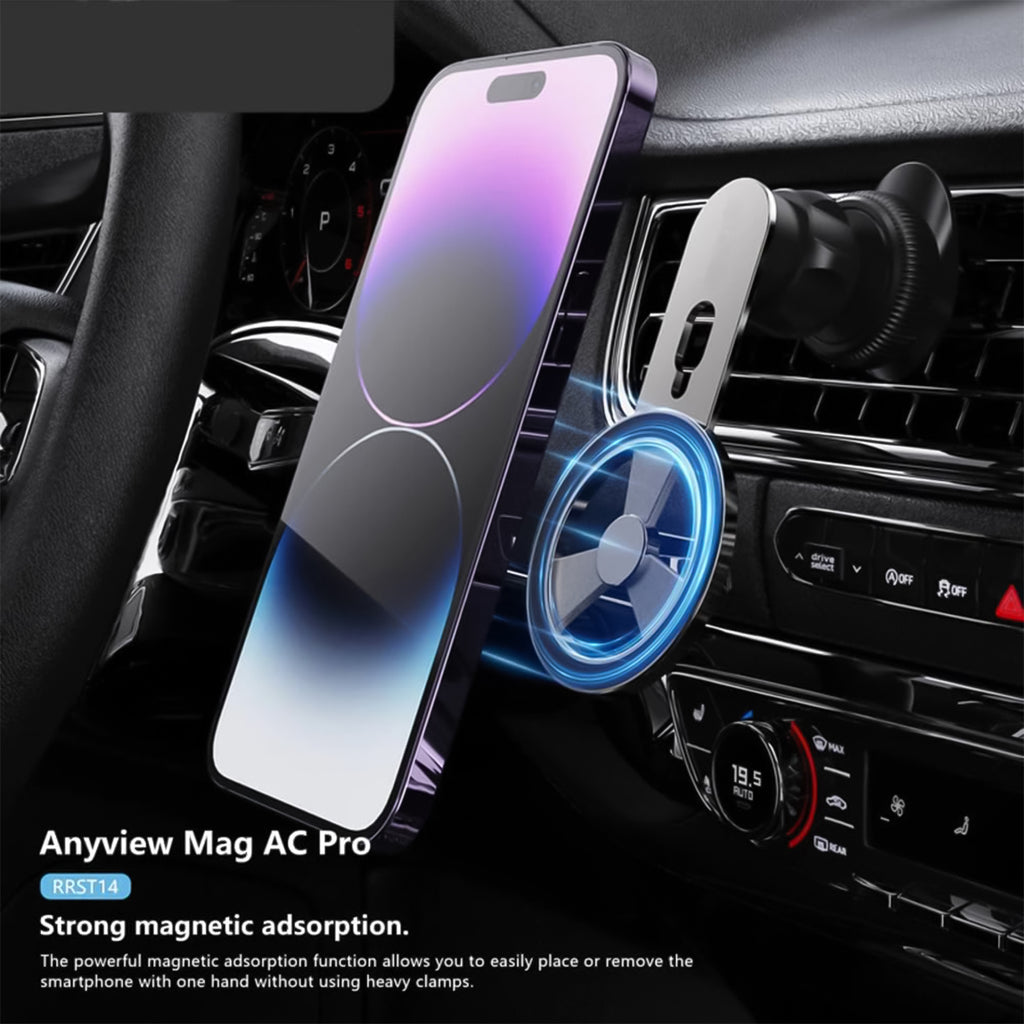 Close-up of the magnetic phone holder's air vent clip mechanism