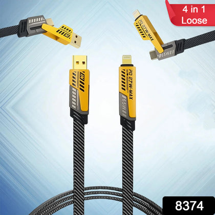 4-in-1 fast charging cable with USB-C, Lightning, & Type C connectors