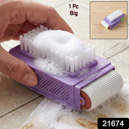 Multi-functional cleaning brush with roller & scrubber