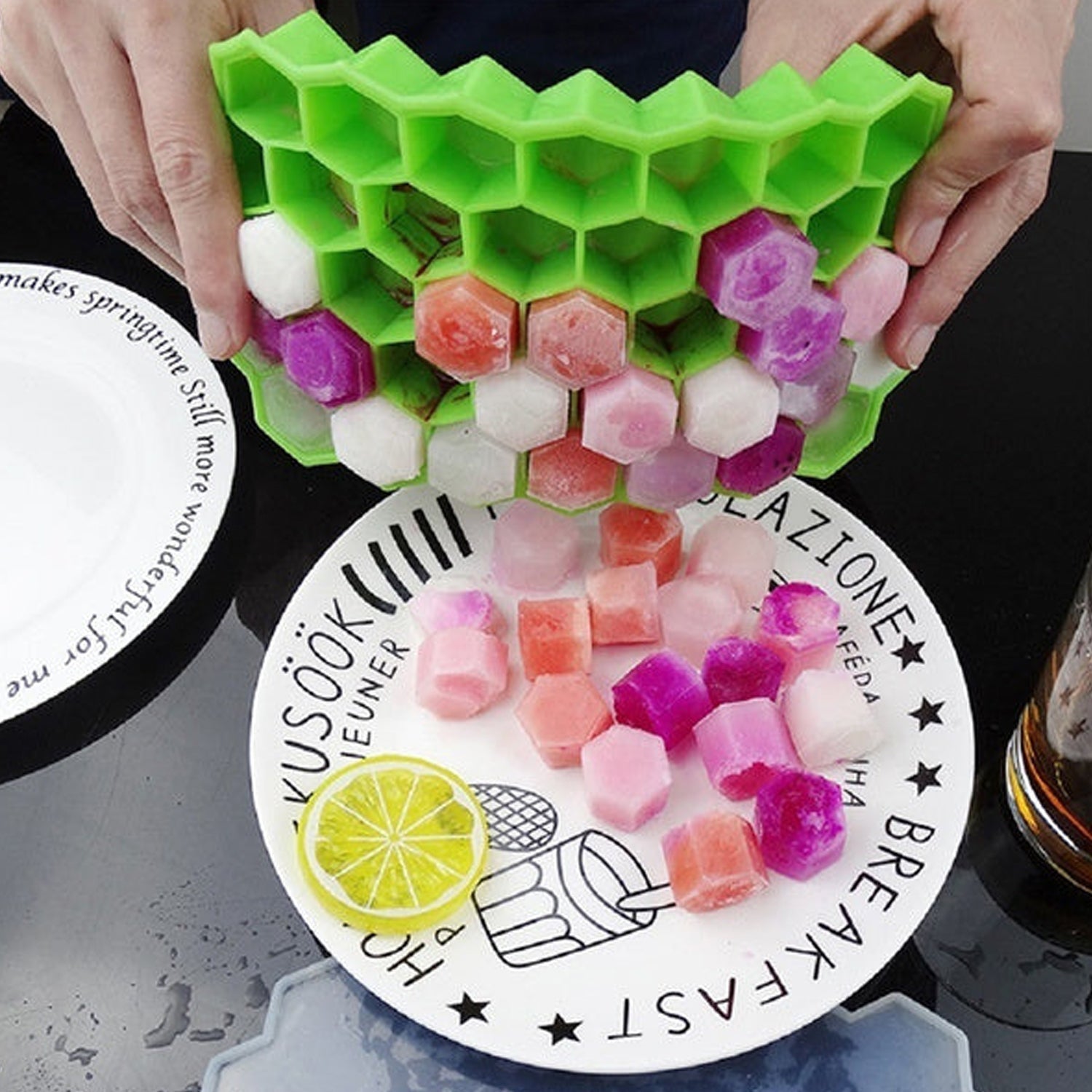 Silicone Ice Cube Tray – 32 Cavity, Easy-Release, Multicolor Mould
