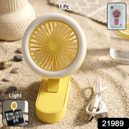 Portable Rechargeable Mini Table Fan with LED Light front view