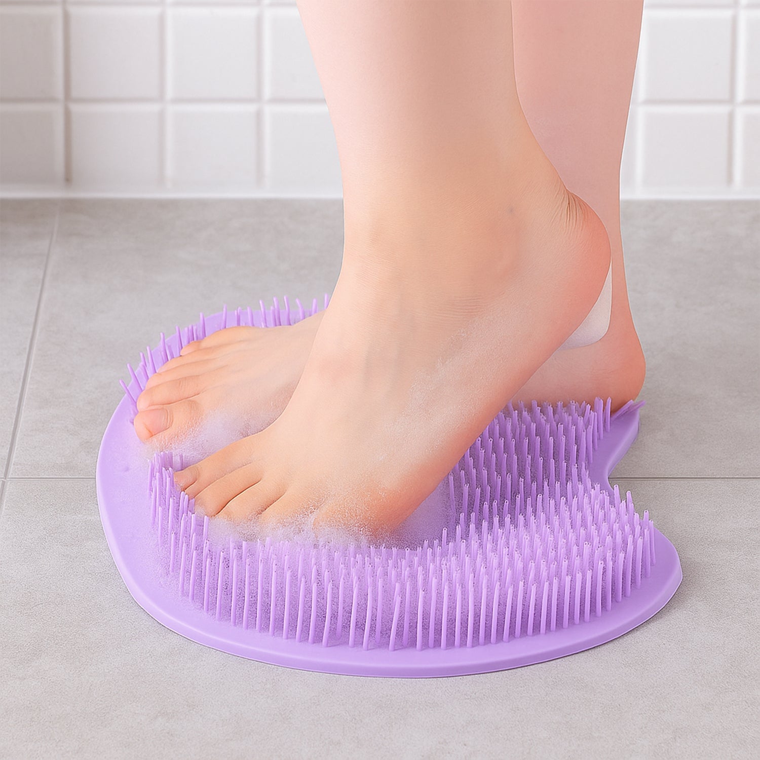 Purple Silicone Bath Massage Cushion  Suction Cup Exfoliating Foot Scrubber  Mat