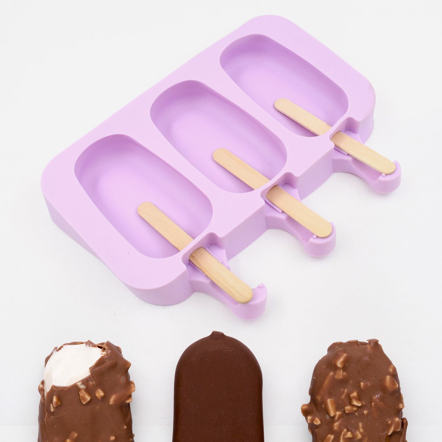 Silicone Popsicle Molds – Ice Pop Maker with Lids & 50 Sticks for DIY Homemade Ice Cream