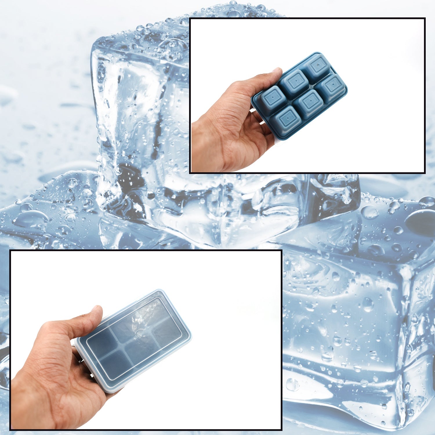 6-Grid Silicone Ice Cube Tray – Reusable Ice Maker for Home Kitchen & Beverage Use