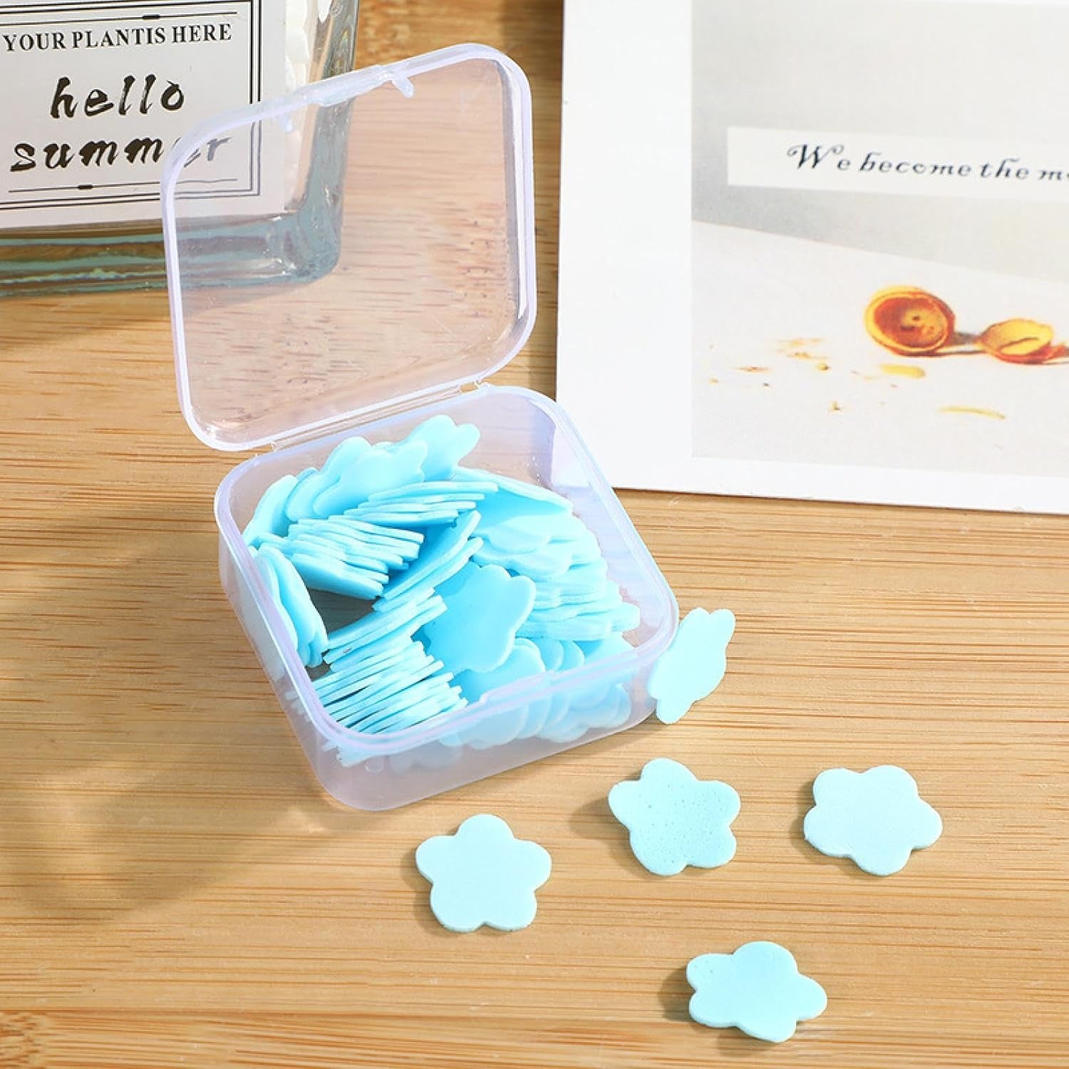 Mini Portable Travel Soap Paper Sheets – Flower Shape, 100-Piece Set (Mix Color)
