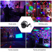 Colorful light patterns projected by the disco ball light