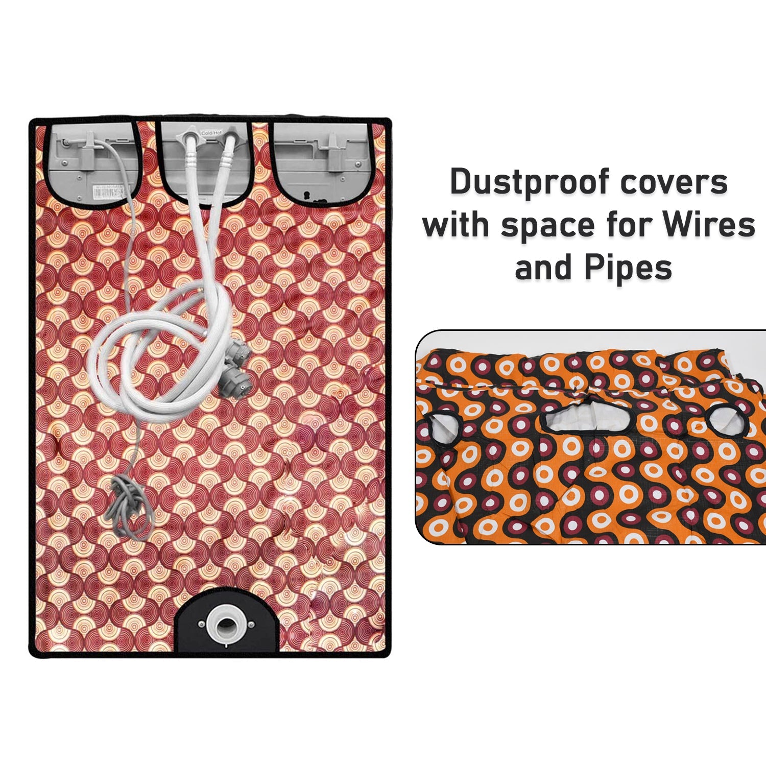 Stylish printed washing machine cover in home setting