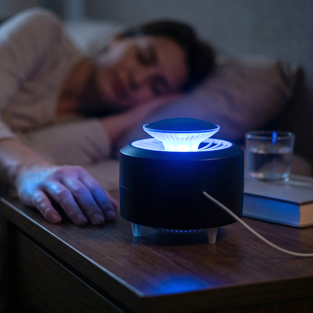 Electric Mosquito Killer Lamp side view showing fan