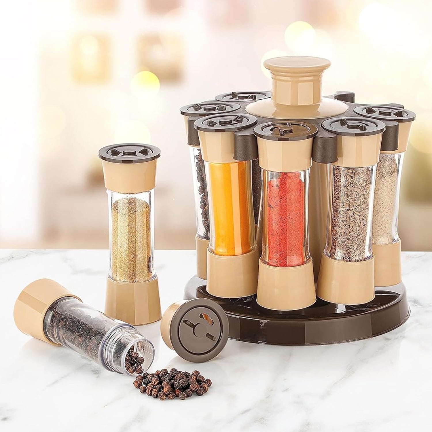 360° Revolving Spice Rack - 8 Jar Spice Organizer for Kitchen & Dining Table