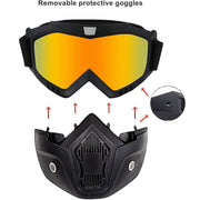 Motorcycle goggles showing ventilation holes for airflow