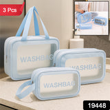 3-in-1 Waterproof Transparent Travel Toiletry Bag Set - Durable & Lightweight