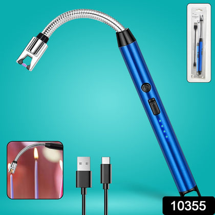 Metal rechargeable electric arc lighter with flexible neck front view