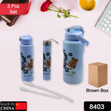 BPA-Free Leak-Proof Plastic Water Bottle 3-Piece Set for Kids & Adults