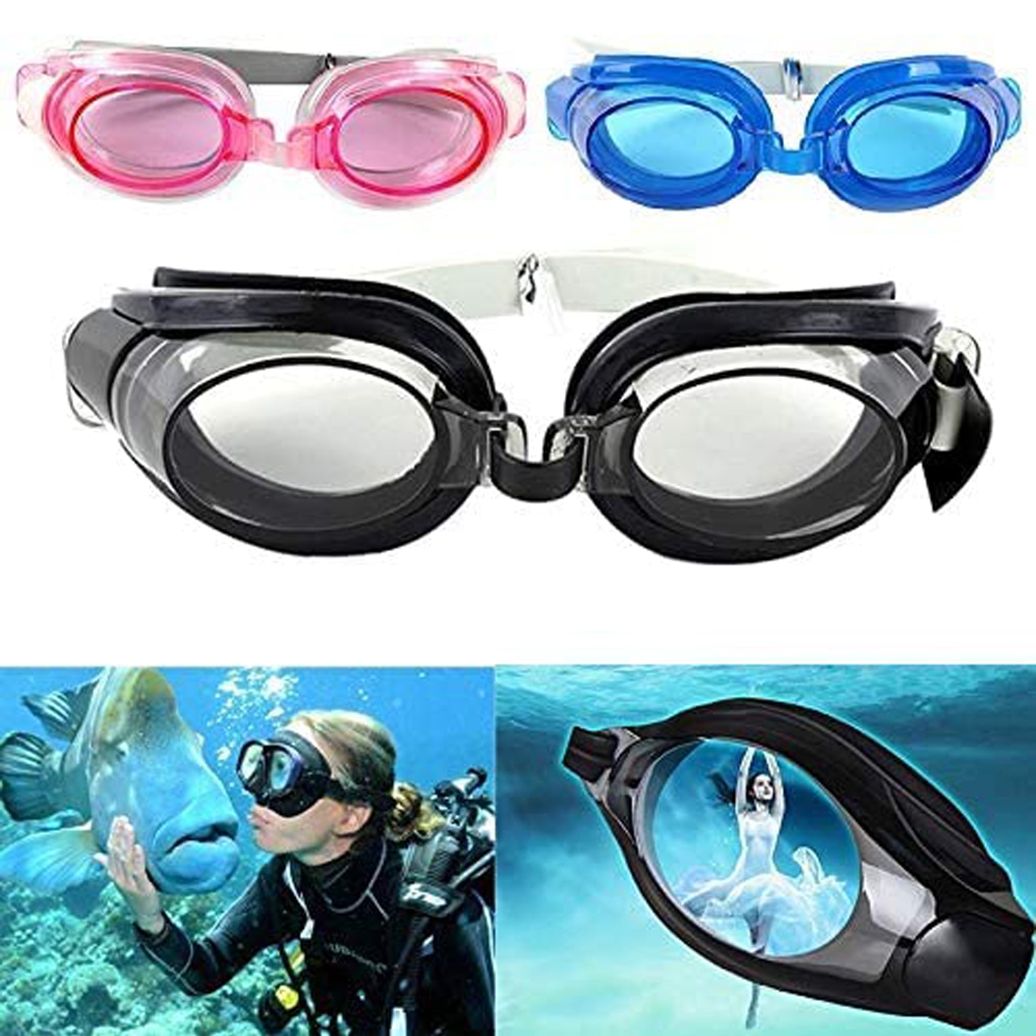 Anti-Fog Swimming Goggles with Ear & Nose Plug – Clear Vision, Waterproof