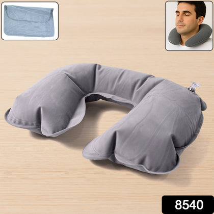 8540 Inflatable Foldable U-Shape Travel Neck Pillow inflated on white background