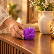 Rose Flower Shaped Decorative Wax Candle For Home And Table Decor (1 Pc)