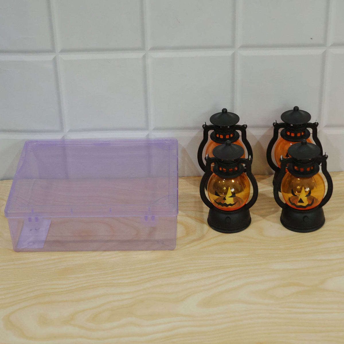 Mini Hanging Halloween Pumpkin Led Lantern Candles (4 Pc Set)