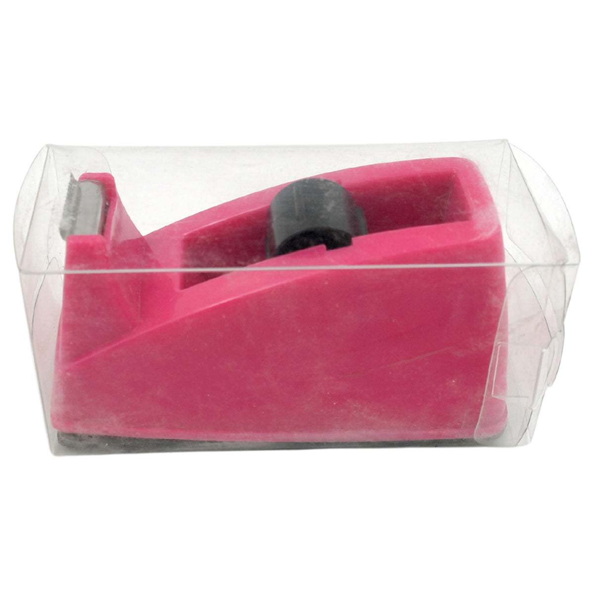 Front view of tape dispenser with brown packaging tape