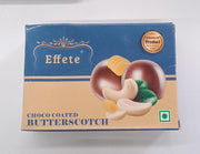 Close-up of the front of the Effete Choco Coated Butterscotch candy box, showing product details and branding.