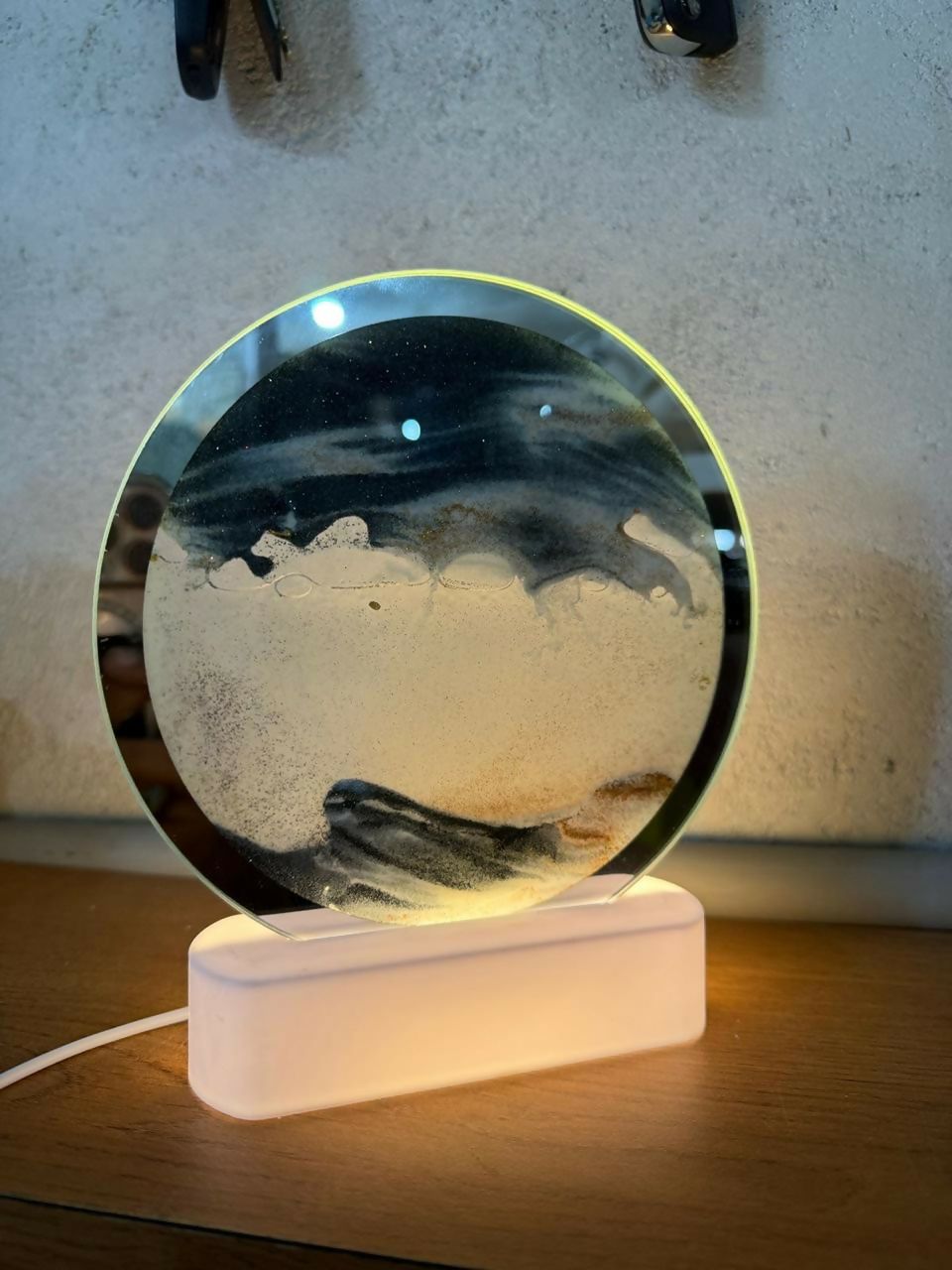 Round Sand Art LED Table Lamp Decorative Night Light