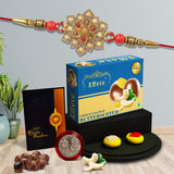 Silver Color Rakhi Set with Pooja Coin & Greeting Card - 32g