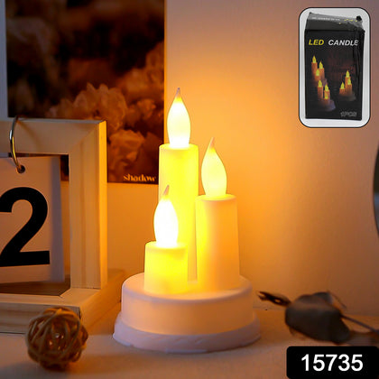 Single flickering LED taper candle with a warm glow.
