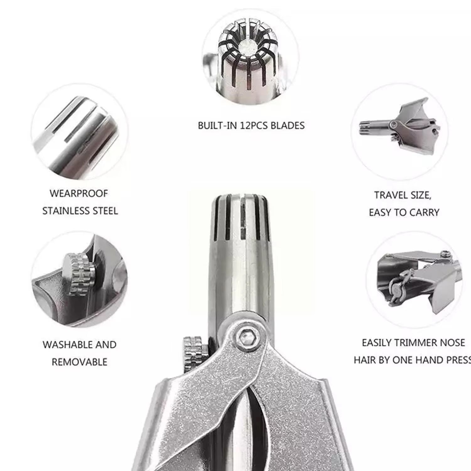 Manual nose hair trimmer with protective cover
