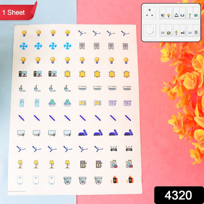 Smart Switch Icon Sticker Sheet front view showing 88 icons