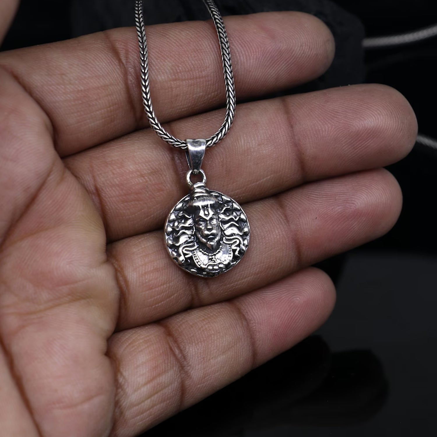Hanuman Face Locket Pendant Necklace with Chain – Religious Jewelry for Men & Women